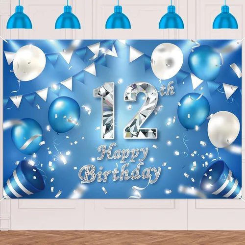 Miniatura 28 de Cartel de feliz cumpleaños número 11, globos de decoración de fondo de confeti de cristal, decoración temática para niños o niñas, vítores a 11