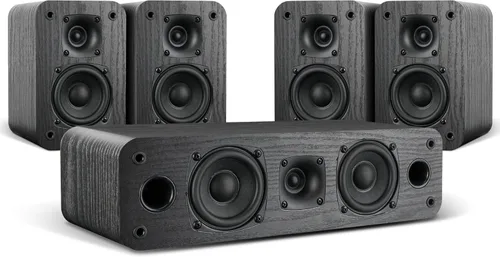 Saiyin Sistema de Cine en Casa 5.0, Altavoces de Sonido Envolvente HiFi de 100w con Sonido Surround Estéreo y Clásico Grano de Madera Retro para