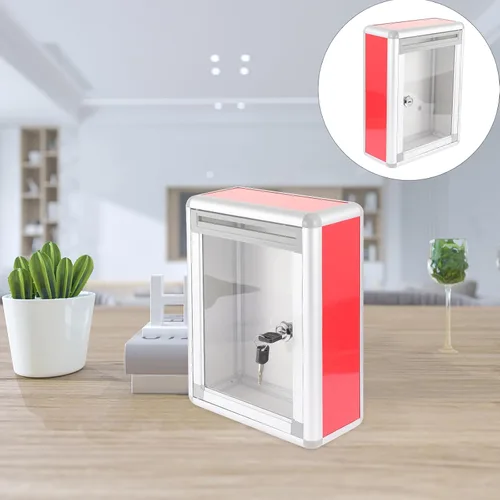 Miniatura 3 de Zerodeko Buzón de montaje en pared con bloqueo – Caída de llave para buzón para caja de sugerencias exterior, metal de recepción Pox Letra
