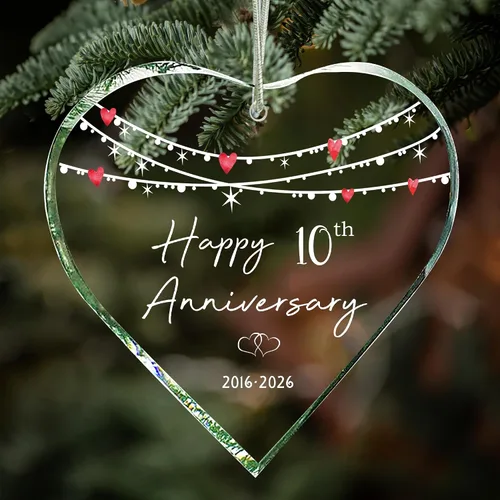 ZUNON Adorno colgante de 10 años para él, 10ª boda, pareja, matrimonio, marido, adornos de Navidad de 3 pulgadas 2026 (10º aniversario)