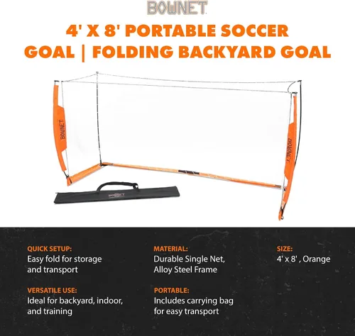 Miniatura 2 de Bownet - Portería de fútbol portátil con red - Portería de fútbol plegable emergente para entrenamiento y práctica - Marco de metal duradero