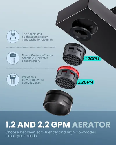Miniatura 5 de Grifo de baño negro ARCORA Grifo negro mate para lavabo de baño Grifo de baño moderno de un solo agujero con líneas de suministro cUPC y desagüe