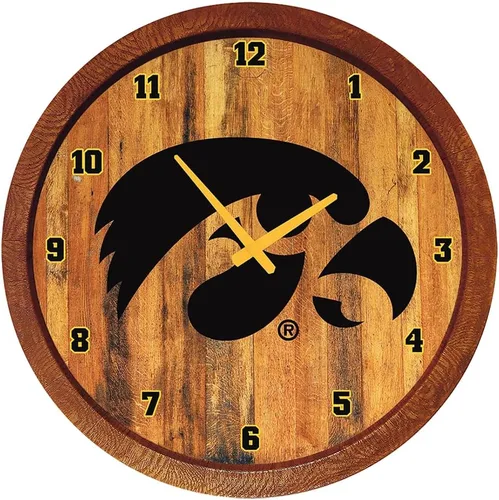 Miniatura 79 de The Fan-Brand NCAA Oklahoma Sooners: Reloj de pared con parte superior de barril de imitación para decoración de bar, decoración de fiesta