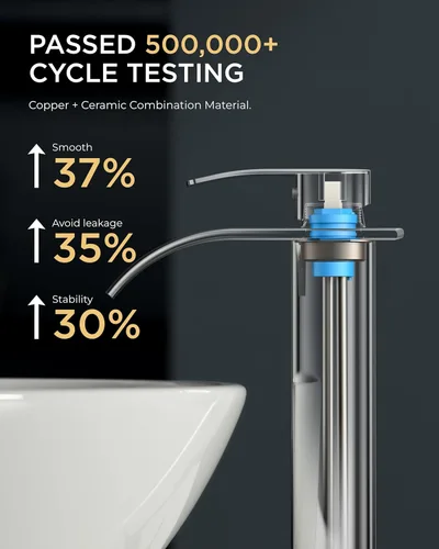 Miniatura 3 de FORIOUS Grifos de lavabo de baño en cascada con desagüe emergente de metal y manguera cUPC libre de plomo, grifo de baño alto cromado de una sola