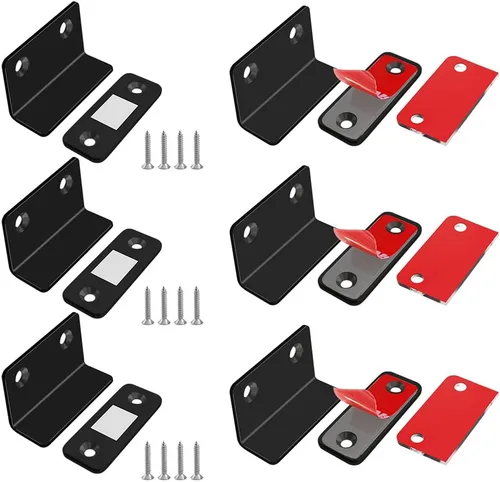 Miniatura 9 de Jiayi Paquete de 2 imanes magnéticos para gabinete, color plateado, ultra fino, en forma de L, imanes de cajones adhesivos para armarios de cocina