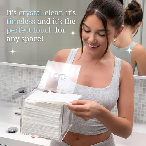 Miniatura 6 de CLEAN SKIN CLUB Caja de acrílico transparente para toallas limpias XL (NO incluidas), contenedor para 50 toallas limpias desechables XL, toallitas