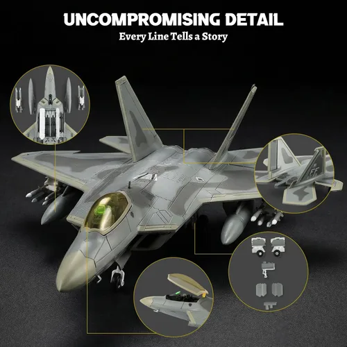 Miniatura 3 de NUOTIE Classic USA F22 Raptor Fighter Attack Pre-Build Modelo 1:72 de aleación de avión fundido a troquel avión modelo de exhibición militar