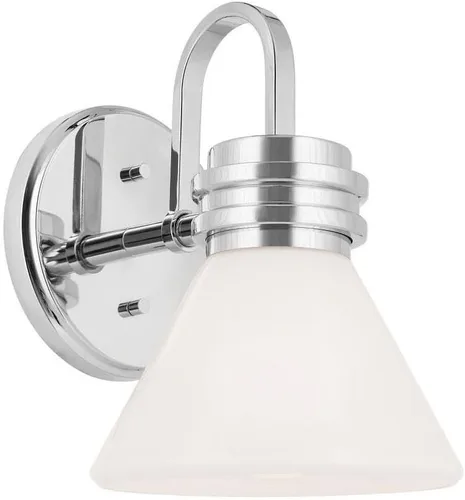 Kichler Farum 55153CH - Aplique de pared de 1 luz de 7.25 pulgadas con cristal ópalo en cromo, para chimenea, cocina, dormitorio, pasillo o tocador,