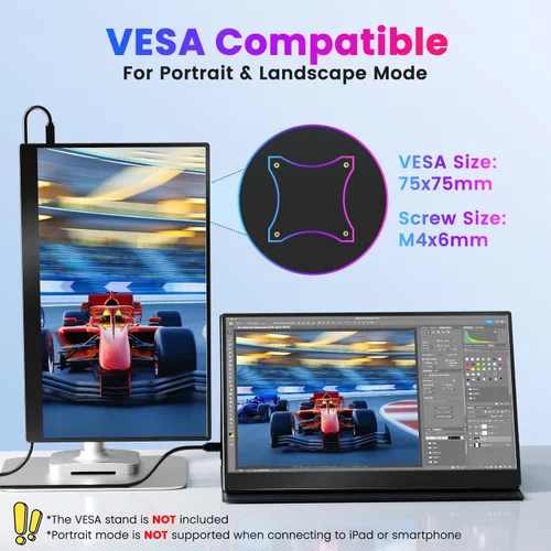 Miniatura 6 de Upperizon Monitor portátil de 14 pulgadas 4K 3840X2400 100000:1 100% DCI-P3 OLED HDMI USB-C Monitor de viaje para laptop, MacBook, PC, Surface PS5