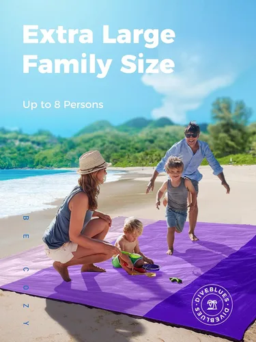 Miniatura 2 de OCOOPA Diveblues S09 - Manta de playa extragrande (8 personas) de nailon de paracaídas, sin arena, resistente al agua, cómoda, compacta y ligera, a