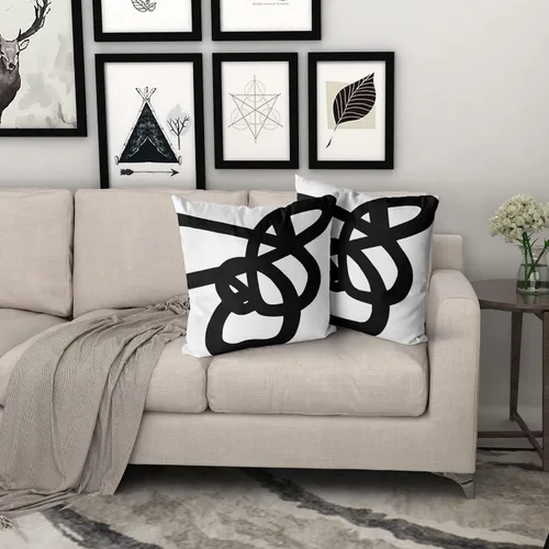 Miniatura 6 de Kawani Juego de 2 fundas de almohada de 18 x 18 pulgadas con diseño abstracto y moderno de graffiti con cremallera, juego de 2 fundas de almohada