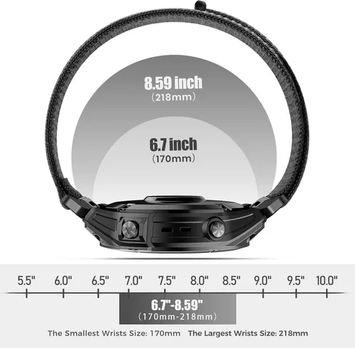 Miniatura 5 de Compatible con Garmin Fenix 8/8 Pro 2.008 in/Fenix 7X/6X/6X Pro/5X/5X Plus, correa de reloj de nailon de 1.024 in de ajuste rápido, correa Negro