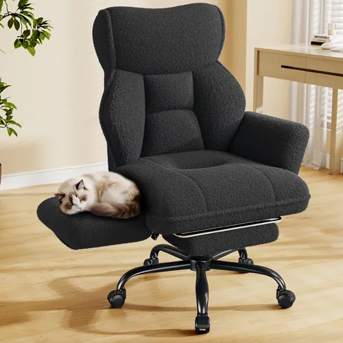 DurayLoly Silla de oficina grande y alta con brazos y respaldo ajustables, silla de oficina ergonómica con reposapiés y tela cómoda para oficina en