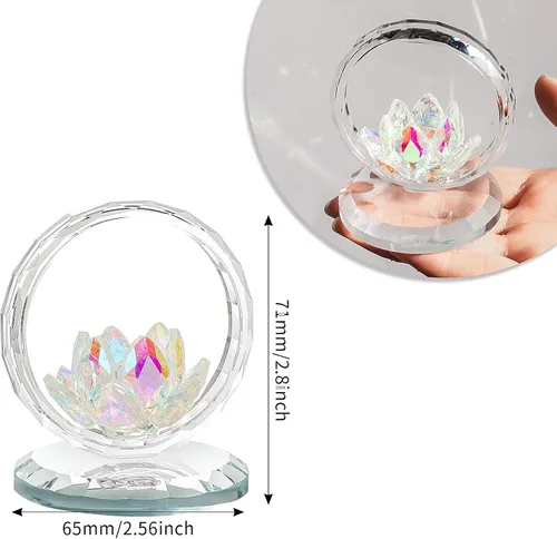 Miniatura 5 de LONGWIN Figura de cesta de flores de loto de cristal, decoración de arte coleccionable, decoración artística de Feng Shui, adornos decorativos