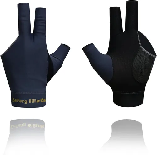 LeFeng - Guantes de billar profesionales para billar, 3 dedos abiertos, para mano izquierda para hombres y mujeres 3 piezas gris.