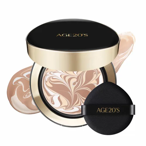 Miniatura 27 de [Tamaño mini] AGE20'S Signature Essence Pact 13C Base de cojín coreana vegana Paquete de 1 Base crema, acabado húmedo y brillante, cobertura