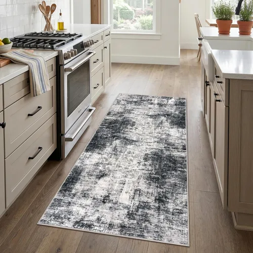 Miniatura 616 de IOHOUZE Alfombra abstracta lavable de 3 x 12 pies para pasillos, antideslizante para cocina, camino de entrada de lana sintética para interiores