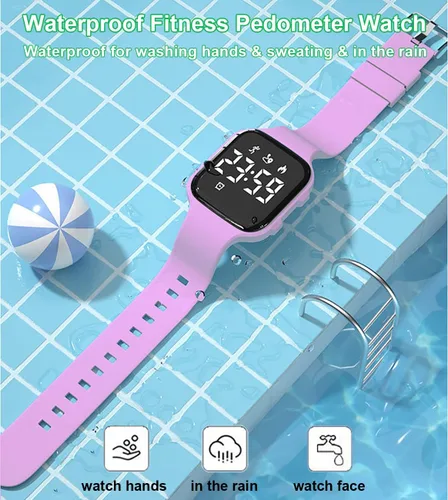 Miniatura 6 de Fitness Pedometer Watch Without App/Bluetooth,IP67 Waterproof LED Sports Watch with Timer Calories/Distance/Step Counter/2 Alarm Clocks, 21 Days
