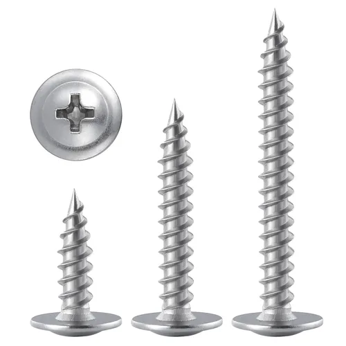 Miniatura 5 de WensiLon - Tornillos para madera de cabeza segmentada Phillips #8, de acero inoxidable 410, metal autorroscante rápido, juego surtido Plateado