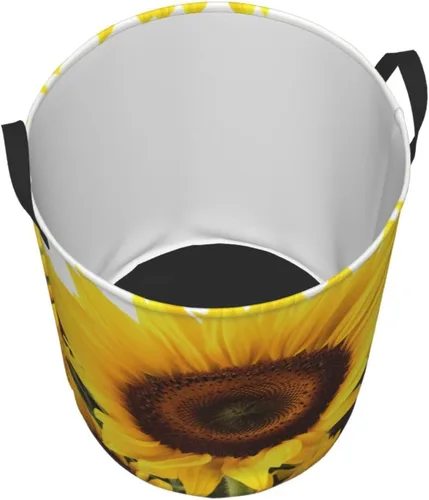 Miniatura 3 de Cesta circular con estampado de girasol, impermeable, organizador de almacenamiento, cesta de lavandería con asas para ropa, juguetes, tamaño mediano