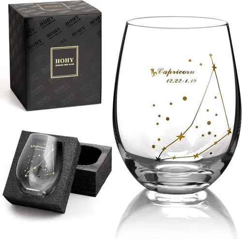 Miniatura 14 de HOHY Copa de vino del zodiaco Aries de 20 onzas, Horóscopo de cumpleaños del zodiaco Aries, regalos de vino para mujeres, copa de vino