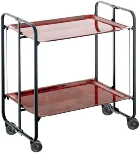 DON HIERRO Barra plegable moderna de 2 niveles y carrito de cocina con ruedas - Estantes con acabado de rebaba de olmo con marco negro - Bauhaus