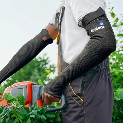 Miniatura 6 de OriStout - Mangas para agricultores resistentes a cortes con agujero para el pulgar, mangas protectoras para brazos, para jardinería, soldadura