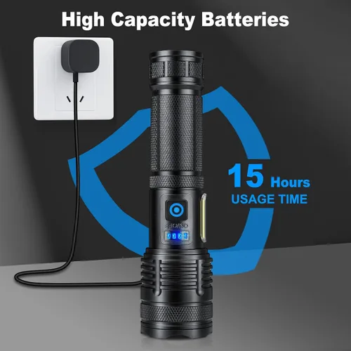 Miniatura 4 de KINGCAESAR 3 Pack Rechargeable Flashlights 90,000 High Lumen, Ultra Bright LED Flash Light for Home, High Powered Flashlights with 7 Light Modes