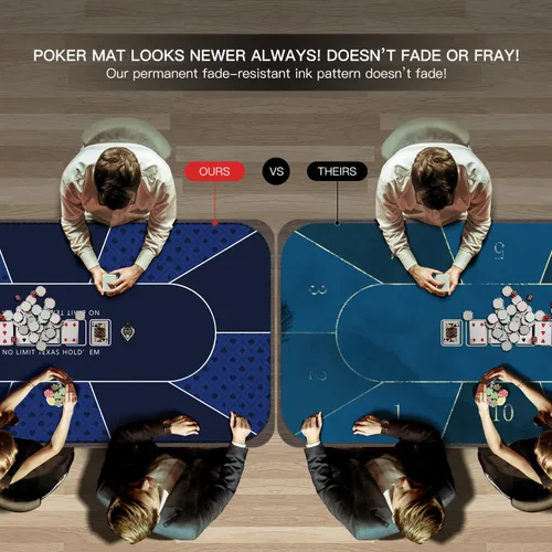 Miniatura 8 de Tapete de póquer de 94 x 47 pulgadas con bordes cosidos más fuertes, tapete de goma de póquer Texas Hold'em para 10 jugadores, cubierta de póquer