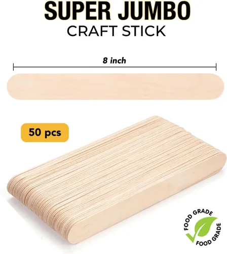 Miniatura 6 de Apremont Palitos de manualidades jumbo de 8 pulgadas, 50 palitos de madera para manualidades, proyectos de arte de bricolaje, suministros