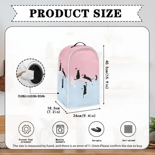 Miniatura 6 de doginthehole Cubierta antipolvo para licuadora de gatos negros, cubierta para electrodomésticos, resistente al polvo, con mango superior