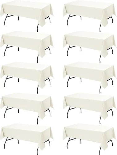 Miniatura 29 de Paquete de 6 manteles negros para mesas cuadradas, 54 x 54 pulgadas, tela de poliéster resistente a las manchas para mesas de 2 pies, manteles