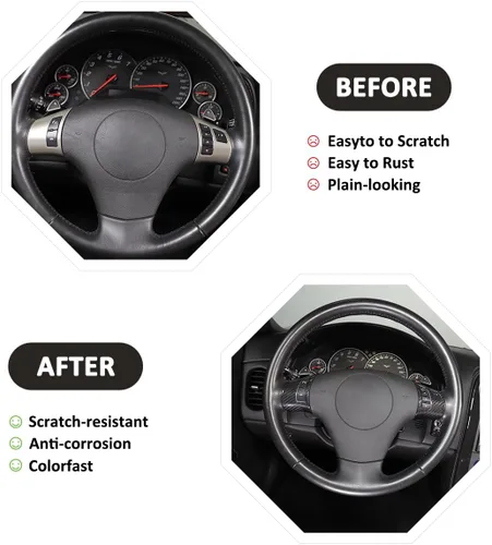 Miniatura 2 de Adhesivos de botón de volante de automóvil de fibra de carbono suave para Chevrolet Corvette C6 2005-2013 (100% fibra de carbono real, negro)