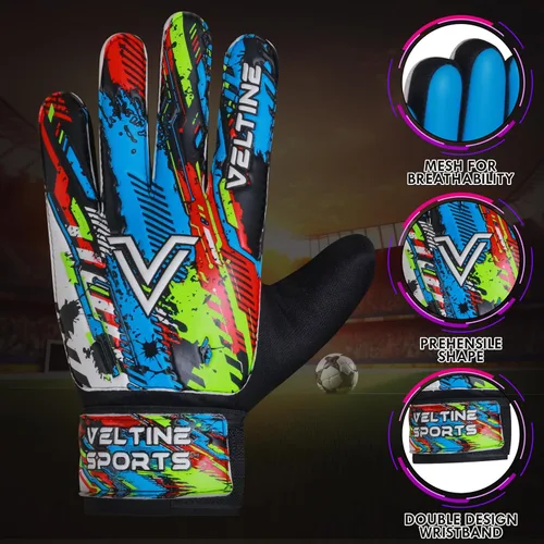 Miniatura 2 de Guantes de portero de fútbol para niños, jóvenes y adultos, guantes de portero de fútbol con protección doble en la muñeca y palmas de látex Cian