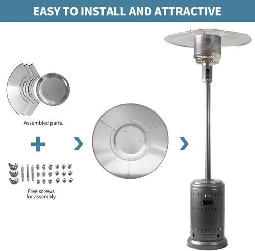 Miniatura 3 de Kisworm Escudo reflector para calentador de patio, pieza de repuesto para calentadores de propano para exteriores, cúpula superior, montaje de 3
