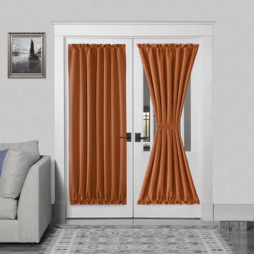 Miniatura 130 de DWCN Cortinas para puerta francesa: cortina térmica con bolsillo para barra para puertas con ventana de vidrio, puertas de cocina y patio