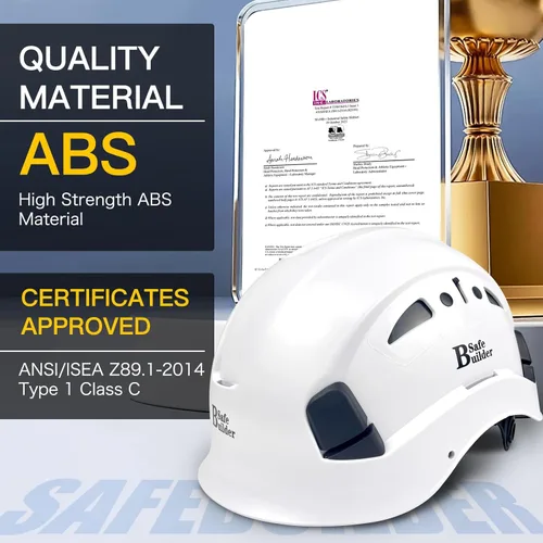 Miniatura 7 de SAFEBUILDER Casco de seguridad industrial con visera Casco duro ABS con visera Ventilación ajustable Casco de construcción Protección para la cabeza