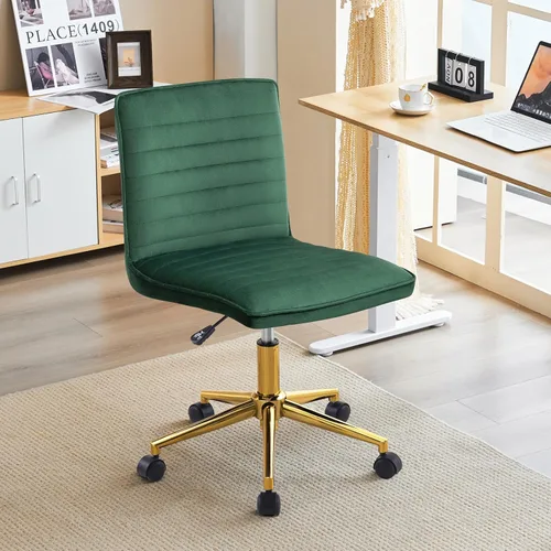 Miniatura 3 de Silla de escritorio de oficina en terciopelo sin brazos Furnimart Silla de escritorio ajustable para tareas Silla de escritorio de oficina pequeña