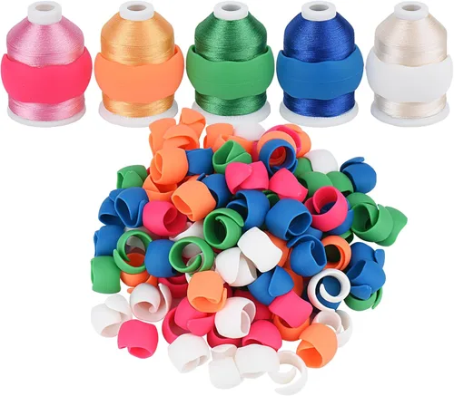 Simthread 100 piezas Soportes de Hilo Mejorados/Abrazaderas de Carrete Compatibles con carretes más grandes - Mantiene el Carrete de Hilo Limpio y