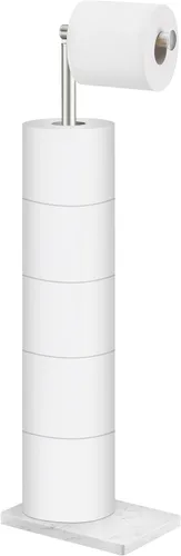 Soporte de papel higiénico de pie, 6 rollos moderno de acero inoxidable de pie para baño, soporte para rollo de papel higiénico con almacenamiento