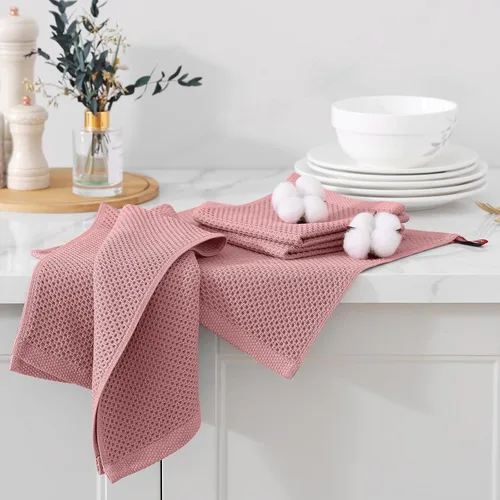 Miniatura 209 de Kitinjoy - Paños de cocina de 100 % algodón, tela de tejido gofrado, paño de limpieza ultrasuave, absorbente y de secado rápido. Beige