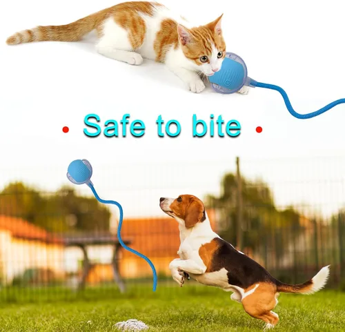 Miniatura 6 de Pelota interactiva de juguete para perros y gatos: pequeño juego para mascotas con luz LED y cola de cuerda para activar el movimiento, lindo regalo
