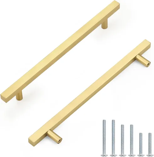 Miniatura 9 de Probrico Paquete de 5 manijas de gabinete, color negro, 2-1/2 pulgadas (2.520 in), barra cuadrada en T, manijas de gabinete de cocina, tiradores