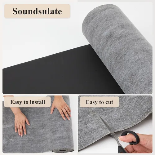Miniatura 4 de Frienda 0.405m x 7.62m Vinilo cargado en masa insonorizante 1 libra, MLV insonorizante para absorbente de sonido, 2mm de espesor, material anti