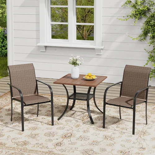 Miniatura 21 de VICLLAX Juego de 2 sillas de patio pequeñas para exteriores, juego de sillas apilables para patio y mesa de comedor cuadrada para porche delantero