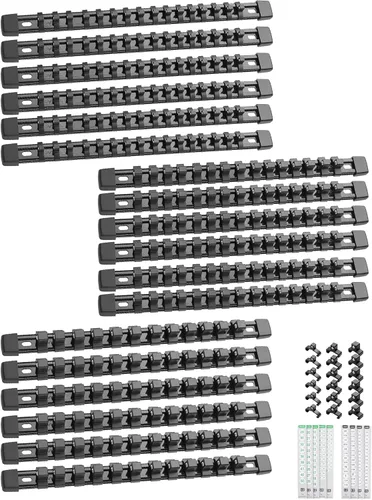 ALOANES Organizador de enchufes de acrilonitrilo butadieno estireno (ABS) de 18 piezas, rieles de enchufe para unidades de 1/2 pulgada, 3/8 pulgadas