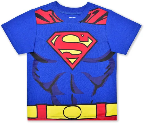 Miniatura 2 de DC Comics Batman and Superman - Conjunto de camiseta y pantalones deportivos para niños pequeños y pequeños, azulazul marino o grisazulnegro