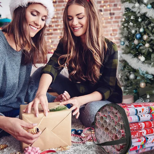 Miniatura 3 de Bolsa de almacenamiento de papel de regalo, organizador de papel de regalo, se adapta a rollos de 40 pulgadas de largo, con capacidad para hasta 24