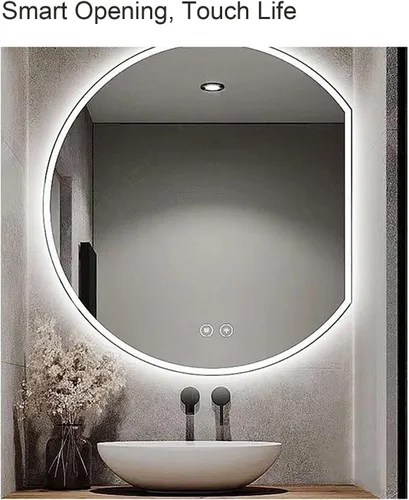 Miniatura 4 de WHYATT Espejo de tocador LED para baño con luz delantera y trasera, espejos de pared con antiniebla, 2 colores (tamaño: pequeño)