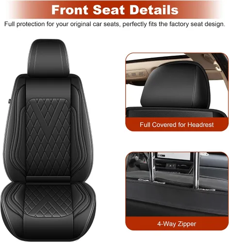Miniatura 3 de IKABEVEM Juego de fundas de asiento delantero para VW/Volkswagen Jetta 2007-2026, cojín de asiento delantero de piel sintética, impermeable